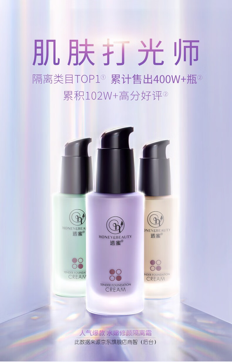 透蜜 【闪电发货】水嫩修颜隔离霜妆前乳遮瑕打底素颜男女神A持久控油 提亮肤色 隐形毛孔 亮肤色(偏白肌肤适用)