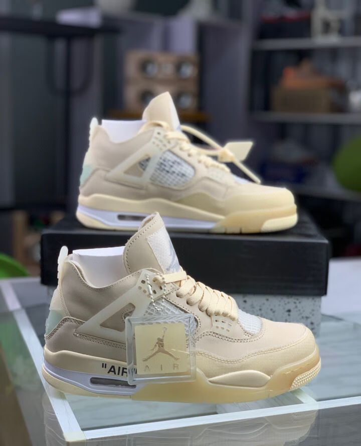 off-white x air 乔4白帆aj4联名鞋男鞋女鞋蝉翼鸳鸯ow运动篮球鞋