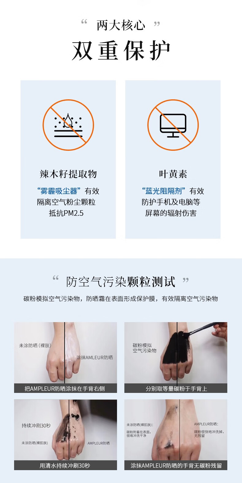 AMPLEUR 日本进口防晒霜SPF50+PA++++清透防晒精华乳30g小白伞隔离紫外线防蓝光 【限量推荐】限量1支装防晒 护肤必备