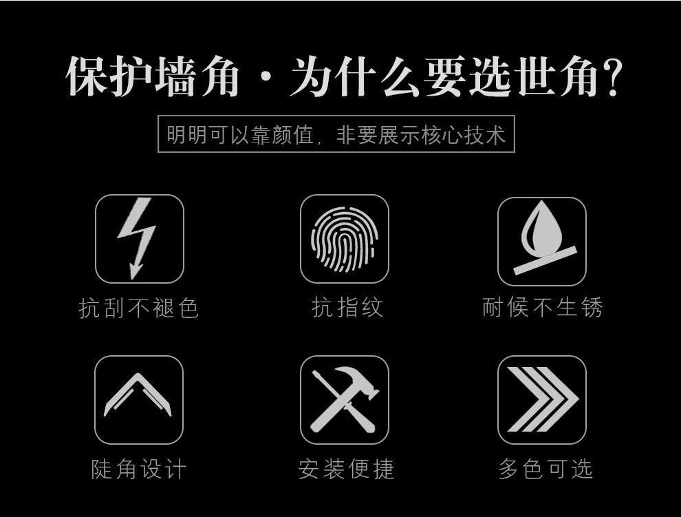 世角钛铝合金护角条 护墙角 3.5厘米免打孔金属阳角防撞条免打孔 墙角保护条 边宽20mm香槟色 1米