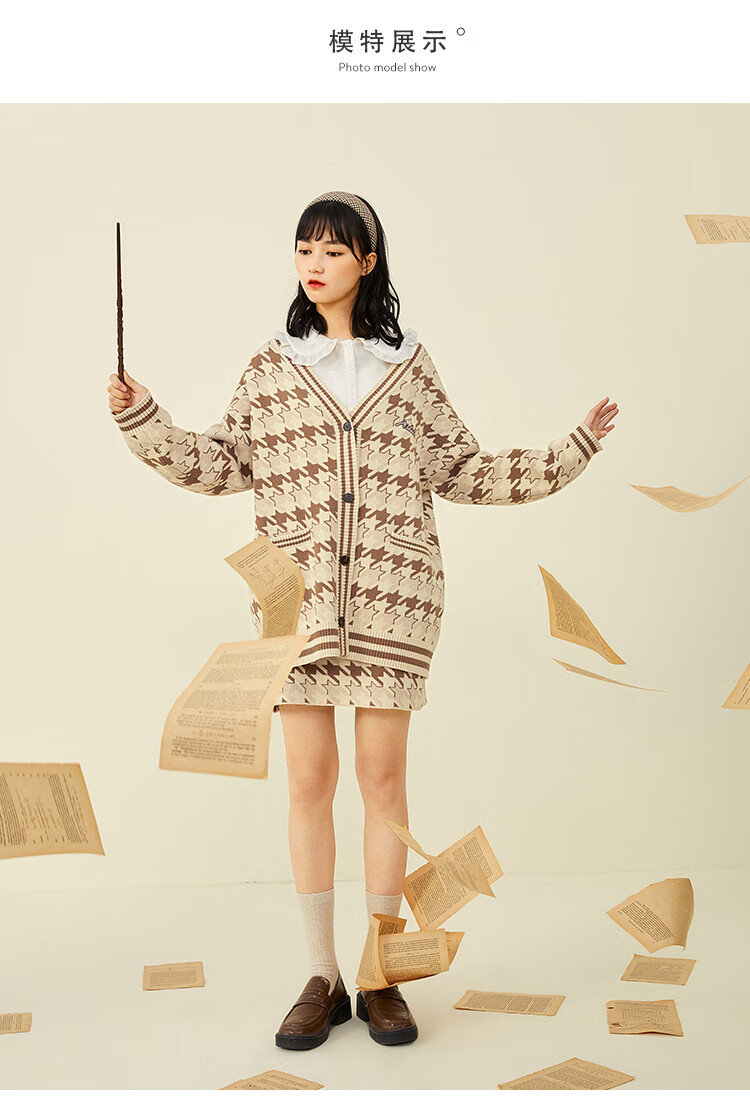 乐町针织开衫2020冬季新款毛衣女开衫外套宽松学院风针织衫女宽松