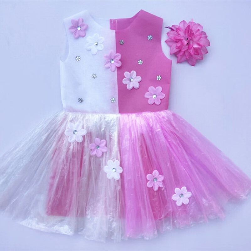 自制创意亲子服装儿童时装秀diy材料手工制作衣服幼儿园女孩走秀爱国