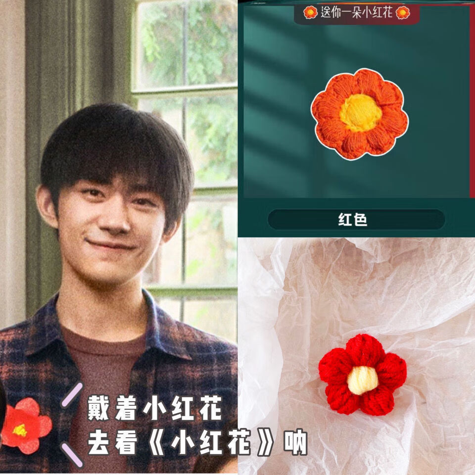 送你一朵小红花易烊千玺同款小红花胸针发卡发夹ins可爱花朵边夹 小