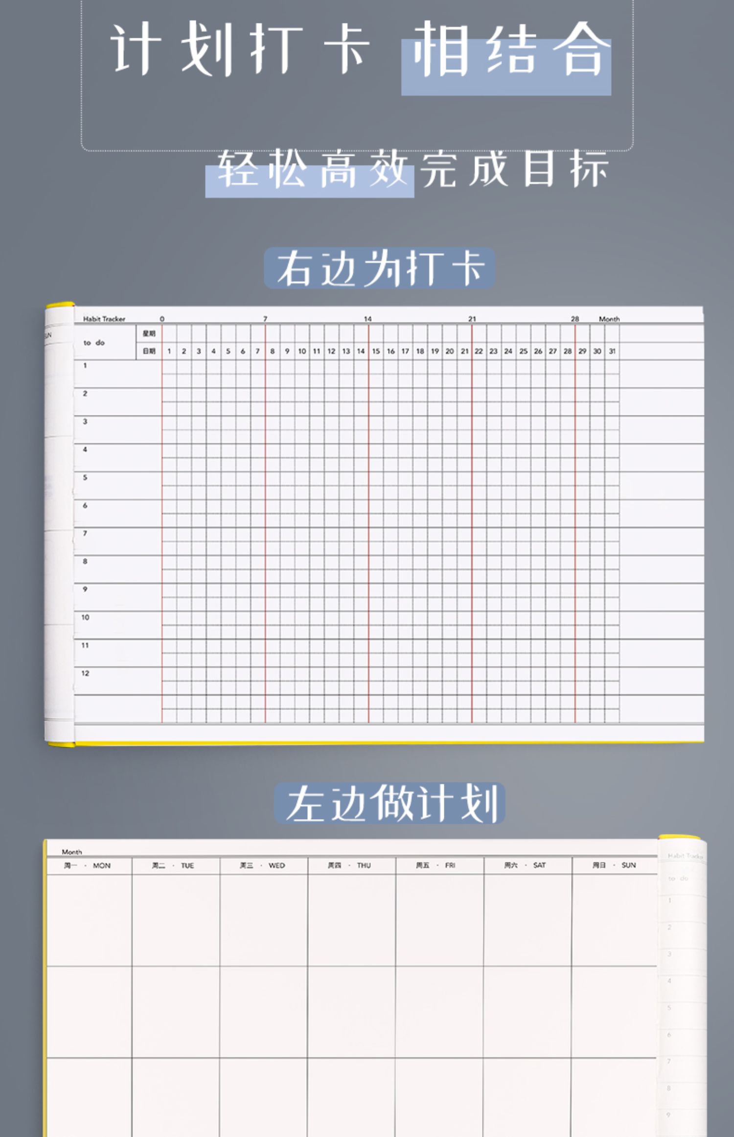 自律打卡本任务计划本习惯养成时间管理月周规划每日小学生日程思维导