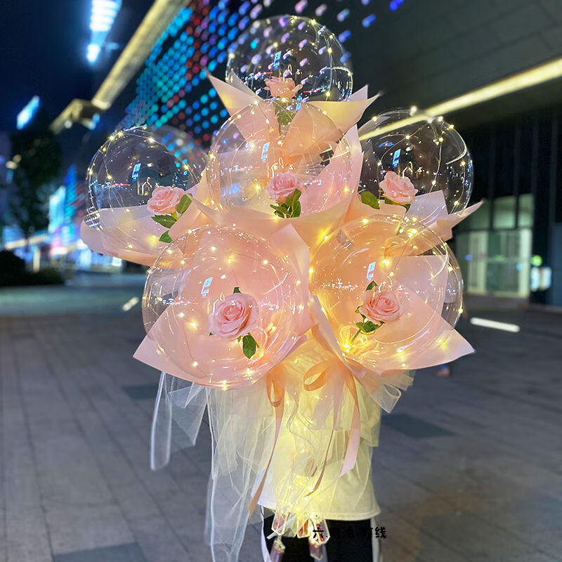 抖音同款网红波波球玫瑰花束小王子太空玫瑰花告白气球鲜花气球diy