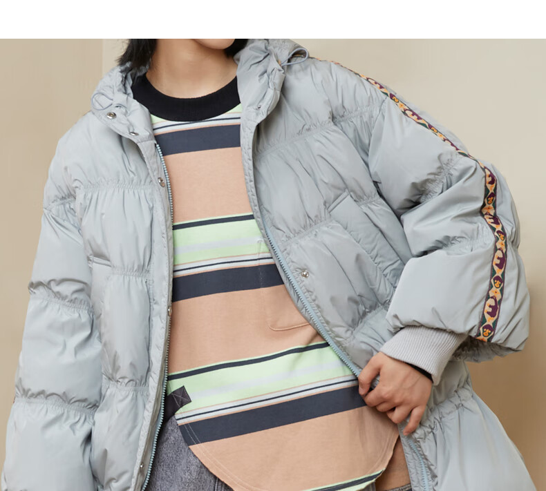 女装 羽绒服 幻走(moveup【商场同款】moveup幻走2020冬季连帽织带