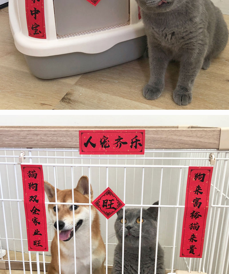 匠鸽_搞笑趣味对联春联猫厕所对联猫对联宠物用品春节喜庆装饰不干胶