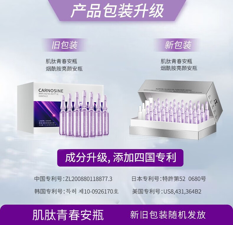 LLV 肌肽烟酰胺小安瓶精华液原液女抗皱淡化细纹收缩毛孔紧致抬头纹法令纹玻尿酸补水保湿A 【尊享装】肌肽青春28支/盒299（立省177）