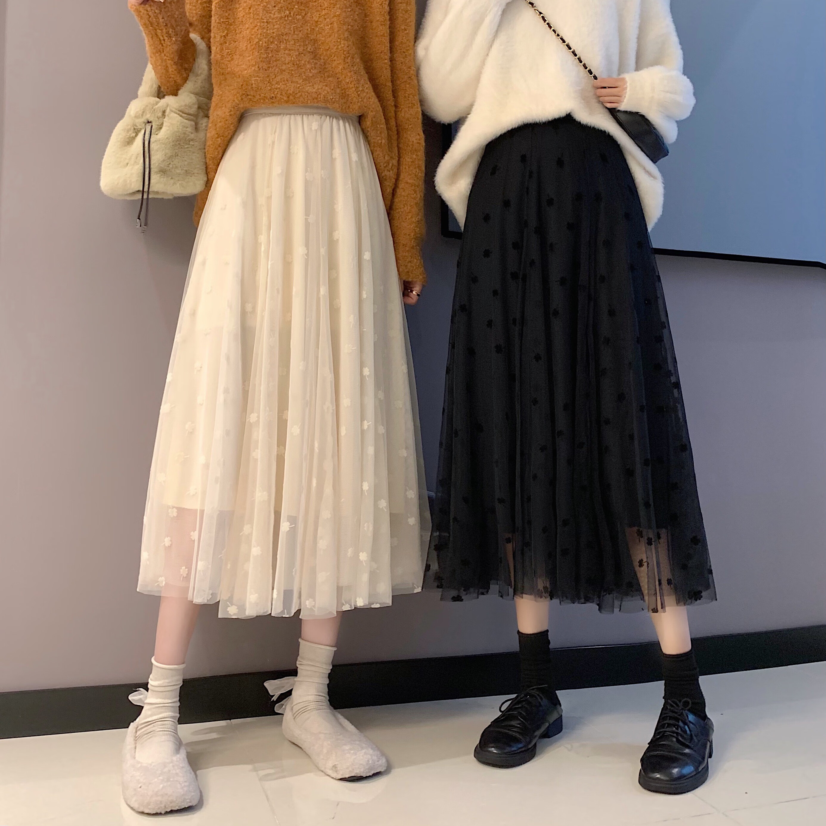 专营店正品中长款网纱a字仙女裙子2021新款春夏配毛衣半身裙女高腰百