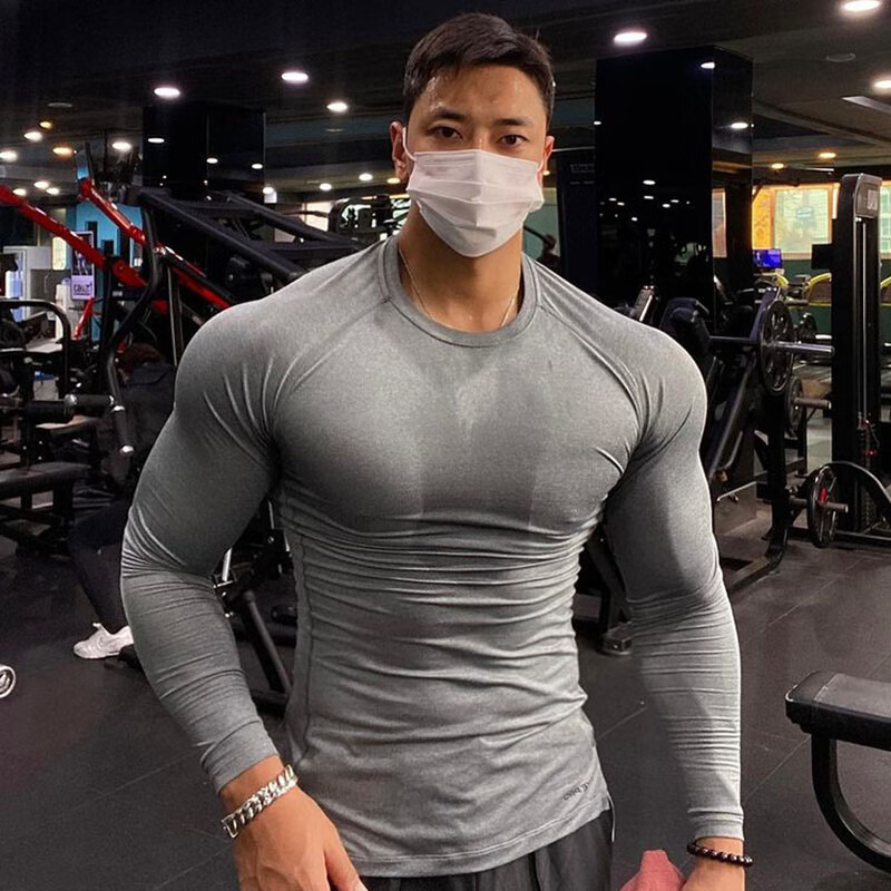 紧身服压缩衣健身长袖肌肉男紧身衣服兄弟t恤速干高弹力运动上衣压缩
