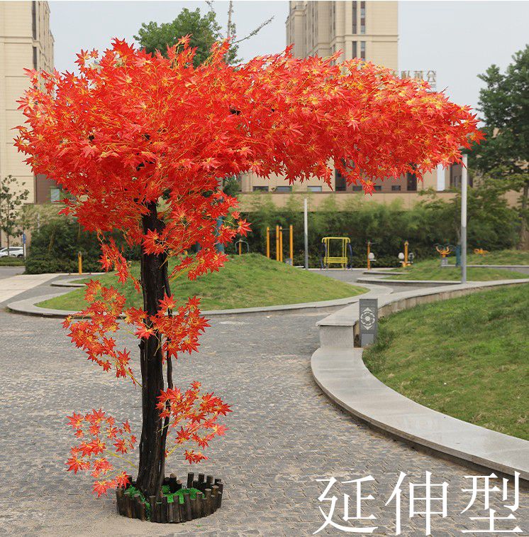仿真红枫树枫叶树室内装饰假树仿真树大型红枫树展厅酒店景区展览圆茂