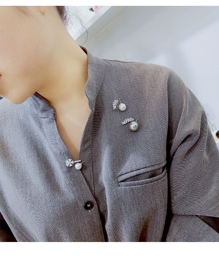 防露胸针开衫扣针收领口防走光扣珍珠胸针女别针固定衣服配饰神器胸花