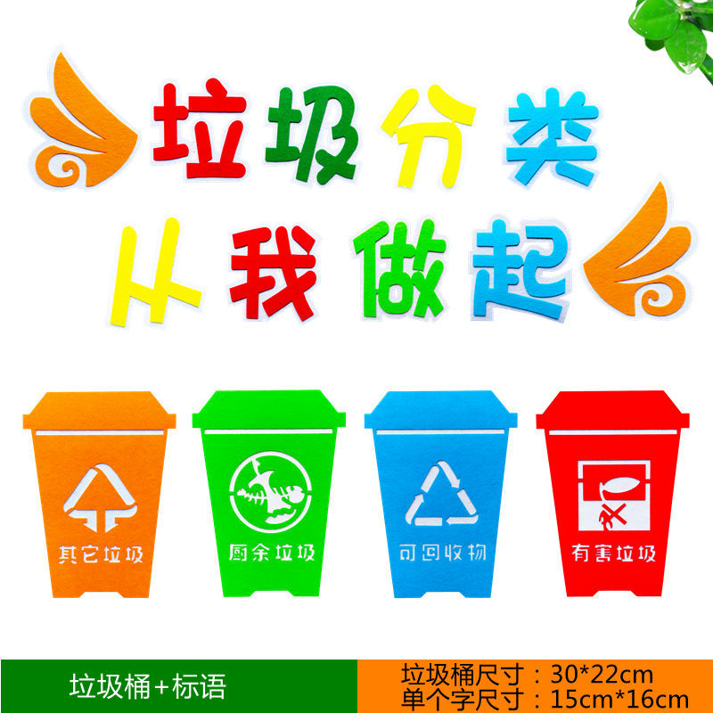 垃圾分类宣传海报垃圾分类从我做起标语垃圾桶装饰墙贴幼儿园小学宣传