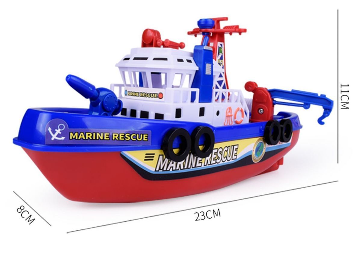 悠可行会喷水的电动消防船仿真轮船军舰儿童洗澡戏水玩具船模型灯光