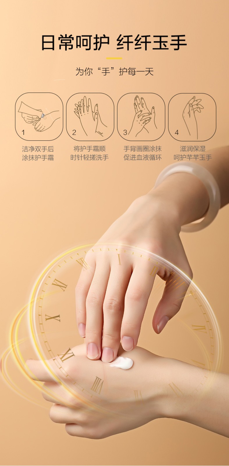 惠寻 滋润修护保湿护手霜秋冬季不油腻防干裂便携随身装50g 4支装