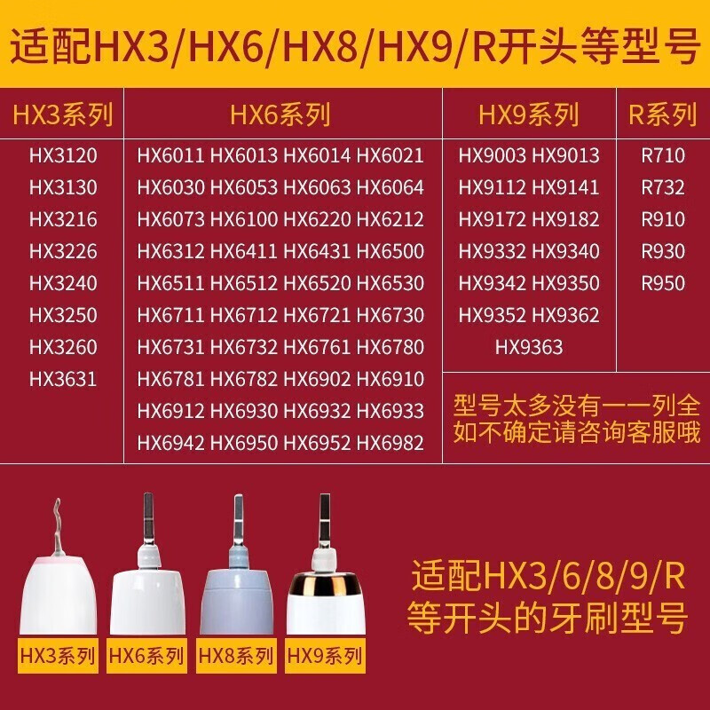 适配飞利浦电动牙刷头HX9352/HX9372/HX6874/HX6063/HX9312东耐伦 标准四支装