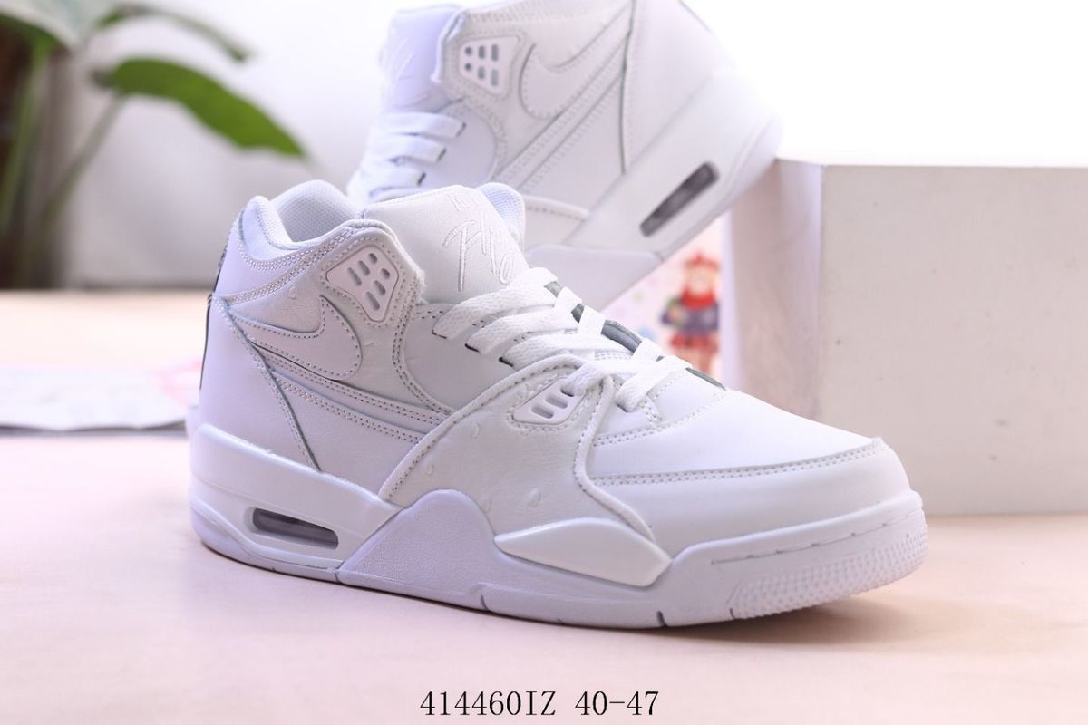 新款air flight89 aj4兄弟款白镭射夜光西雅图洛克男子运动篮球鞋 白
