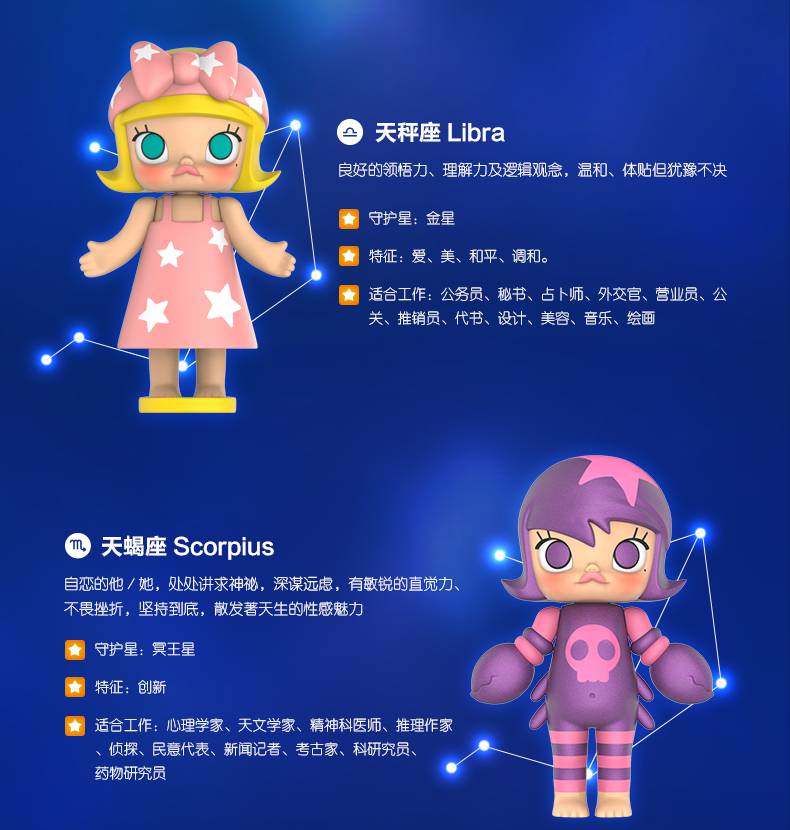 十二星座盲盒 盲盒一套 全套茉莉molly十二星座娃娃忙
