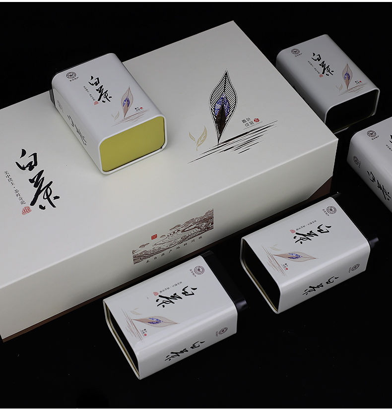 新款白茶茶叶包装盒空礼盒安吉白茶礼盒装空盒茶叶罐五合一 白色(五