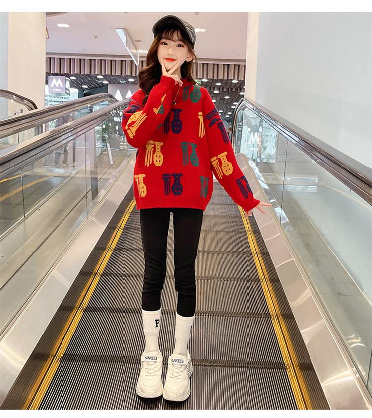 儿童虎年本命年2022过年衣服女大童女童年12岁女孩秋冬装毛衣13岁十二