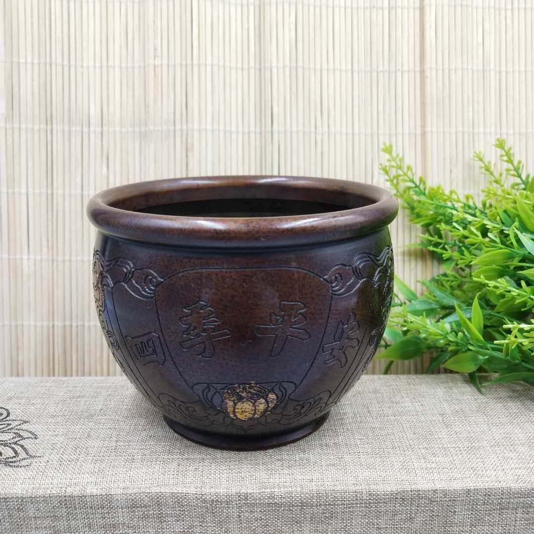 鼎盛福纯铜故宫缸招财狮耳铜缸摆件聚财香炉风水缸聚宝盆烟灰缸门海