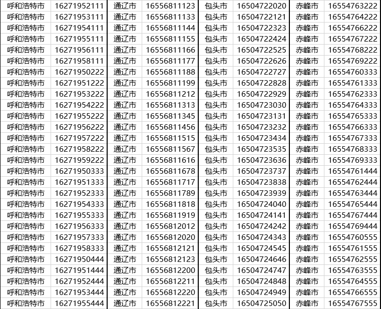 中国移动手机靓号内蒙古电话号移动手机卡三连号联通手机号5g豹子号