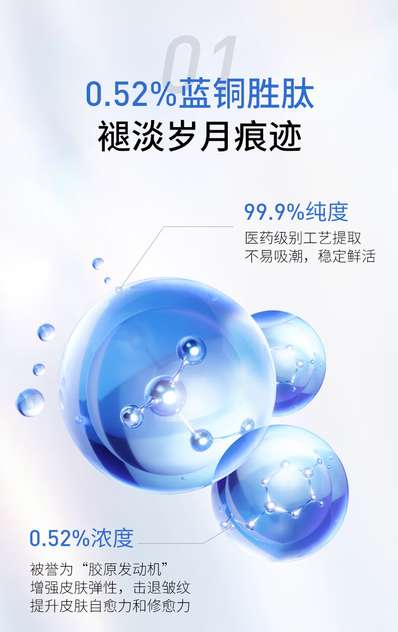 NACO蓝铜胜肽次抛面部精华液抗皱提拉紧致皮肤淡细纹舒缓改善护肤品 1.2ml*30支（到手35支）