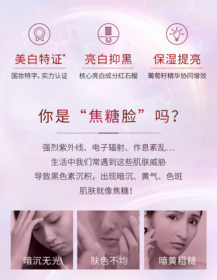 相宜本草红石榴焕亮保湿美白滋润护肤化妆品套装 3件套（洁面+水+乳液）