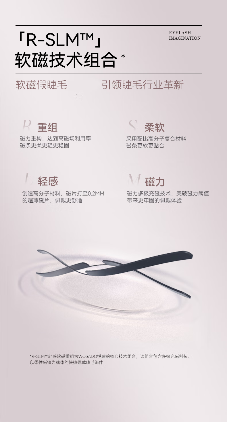 WOSADO情人睫软磁吸假睫毛悦瞳羽扇仙子毛整条自然仿真零胶自粘 冷雾黑【新款】