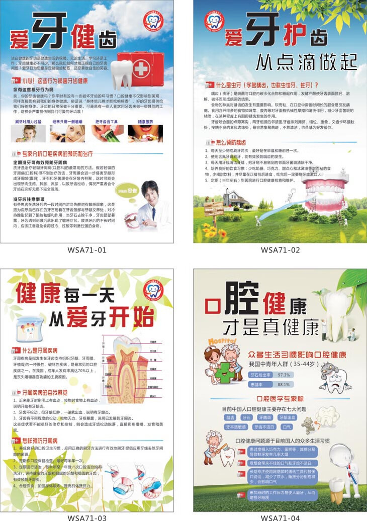 牙科宣传栏口腔健康海报挂图宣传画爱牙齿健齿护齿知识贴画wsa71 wsa