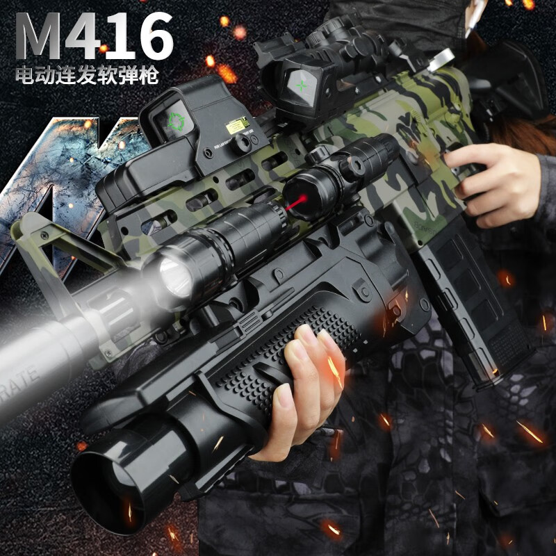 儿童玩具枪m416突击步抢95式可发射抛壳软弹枪手自一体连发电动加特林