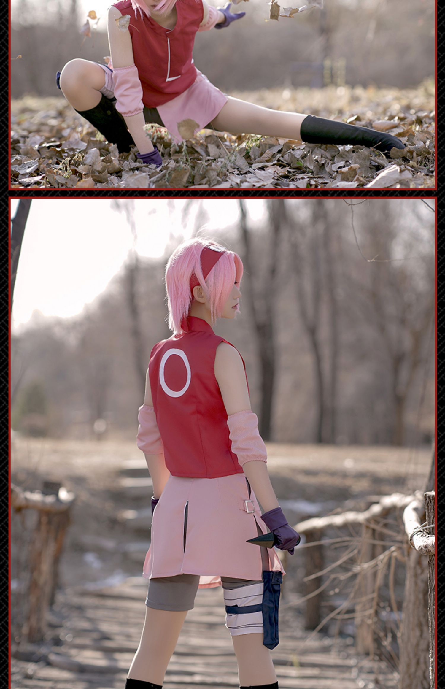 火影忍者正版naruto疾风传小樱cos服春野樱cosplay衣服护额全套女 手