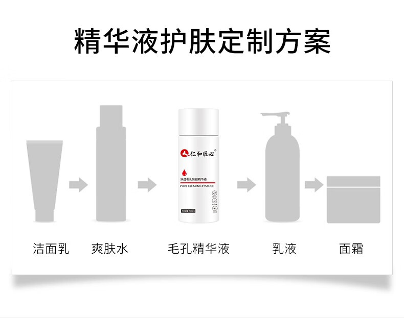 人 仁和匠心收缩毛孔精华液原液细致毛孔粗大脸部保湿补水男女通用 100ml*3瓶