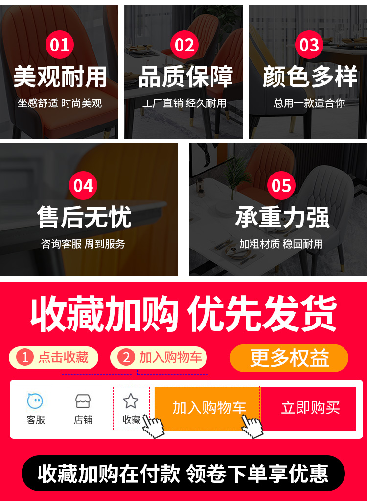 从野家具餐椅北欧轻奢化妆凳妆梳台椅子现代简约书桌椅家用餐桌凳子靠背椅 米色-皮革-铁艺木纹腿