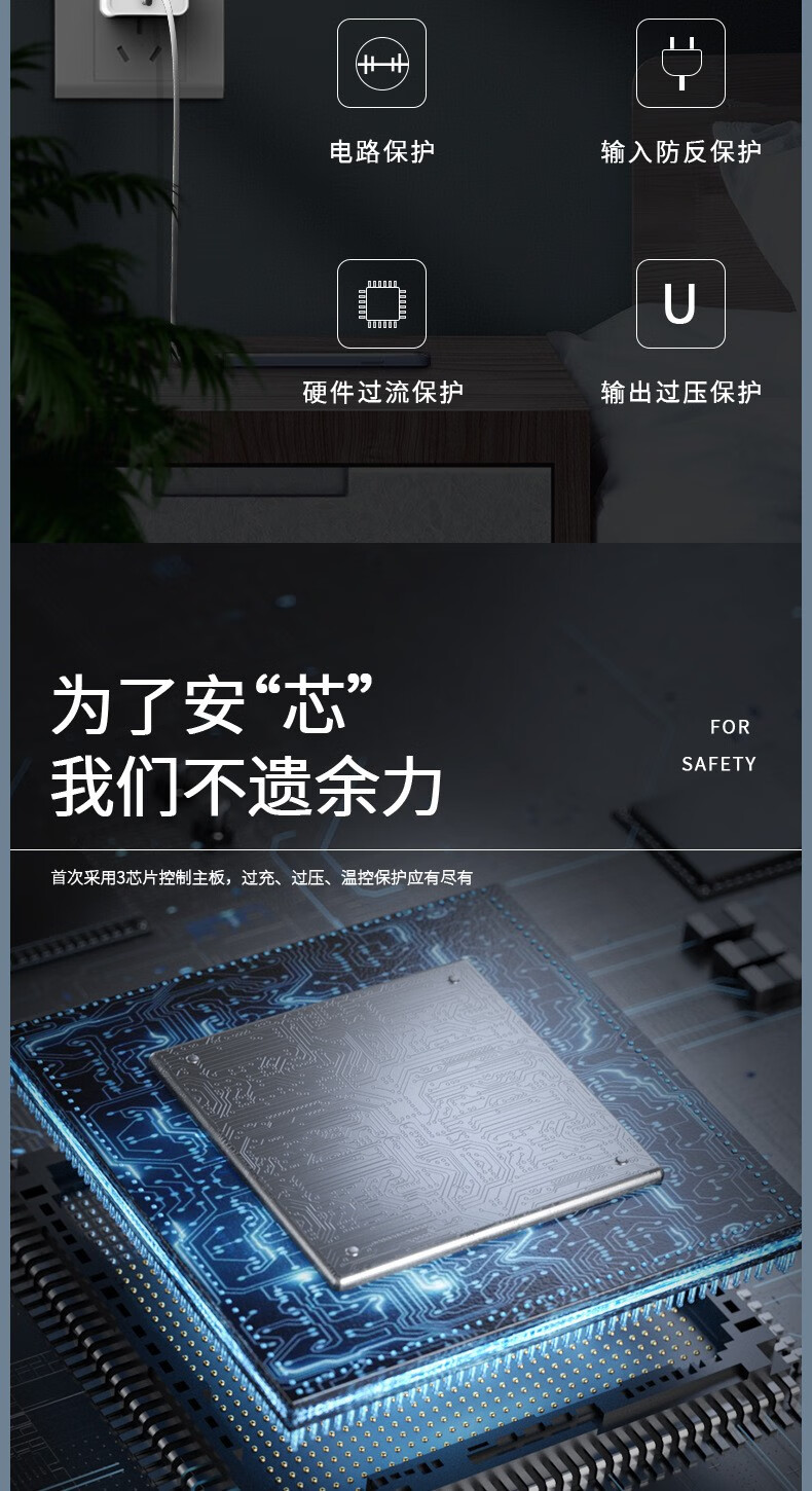 乐贝净 【国家3C认证】新款2.4A三口快速充电器多接口快充USB手机充电器通用款旅行充电头 【3C认证 三口快充电器】1个