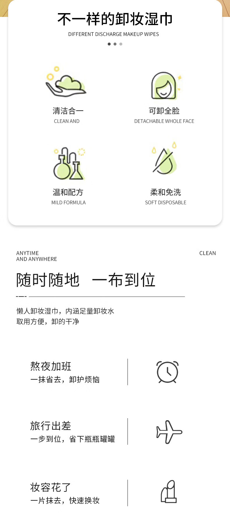 泊素雅（BOSUYA）牛油果洗脸卸妆湿巾一次性面部温和清洁免洗便携洁面洗脸巾学生 （60片装）*2包