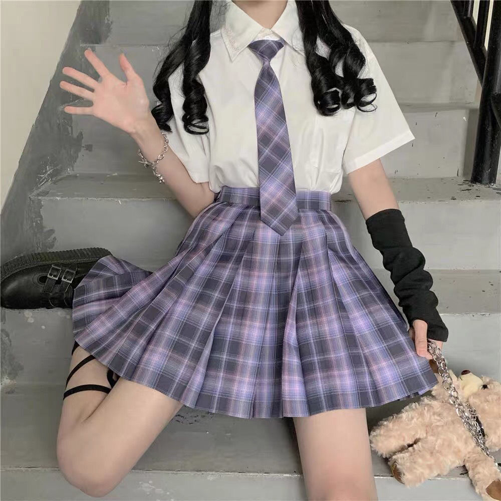 玖维娅 日系jk百褶裙学院风学生黑色短裙jk制服裙子黑