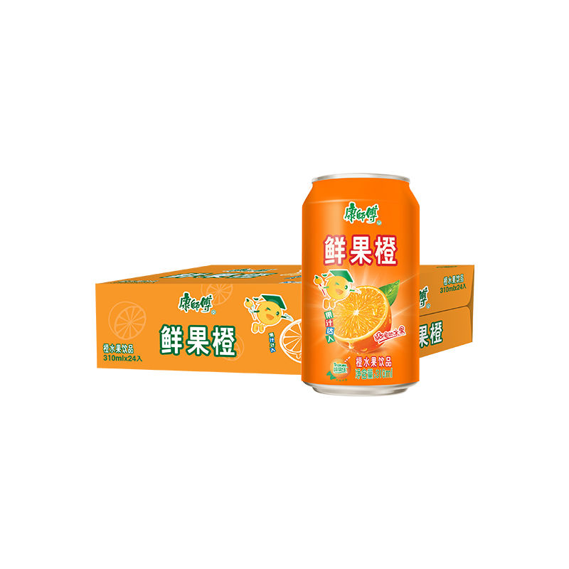 康师傅鲜果橙 310ml*6/12/24罐可选 整箱易拉罐装装水果汁饮料饮品