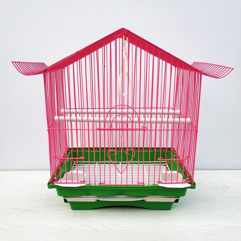 虎皮牡丹鹦鹉鸟笼文鸟笼子 小型鸟笼屋型鸟笼宠物鸟用品 蓝色草窝秋千