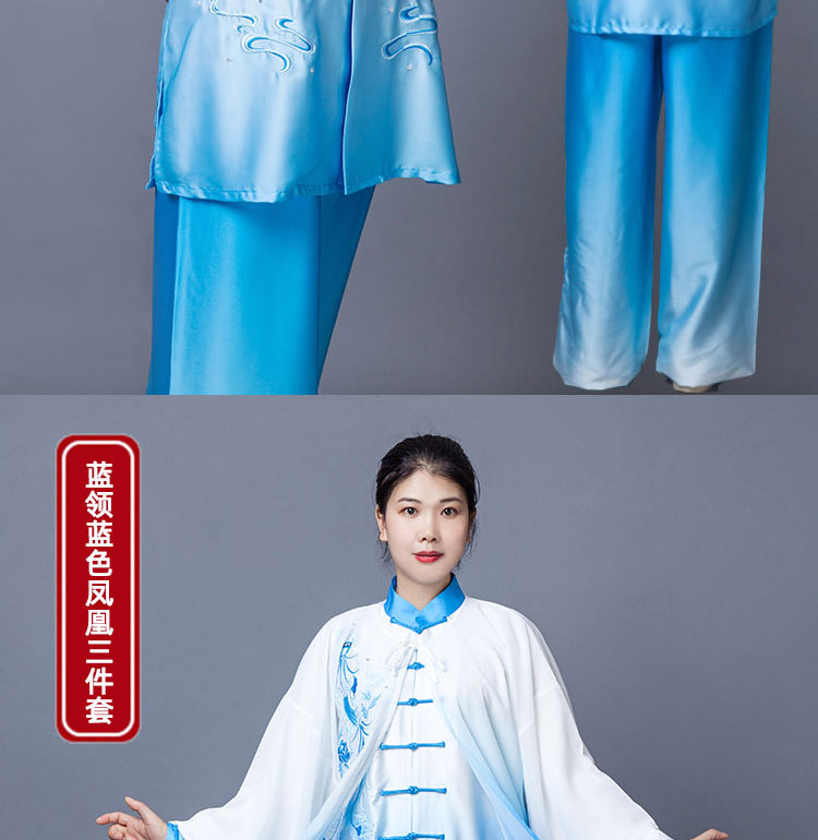 武极堂同款太极服新品新款刺绣太极服女春夏渐变色太极拳练功服男比赛