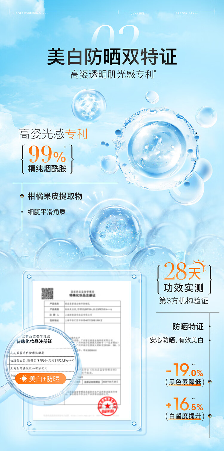 高姿（COGI）高姿防晒喷雾乳霜美白养肤学生军训户外面部全身通用清爽不油 美白防晒喷雾80ml
