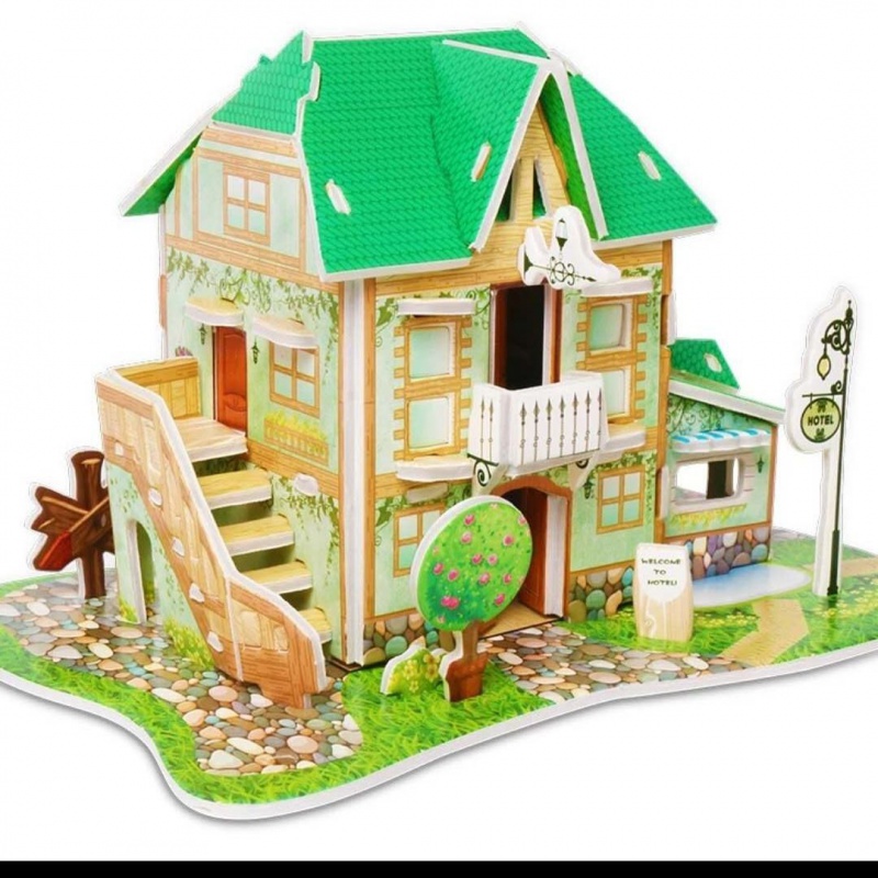 手工纸板小房子小屋纸壳房子拼插手工制作玩具屋儿童纸板模型幼儿园玩
