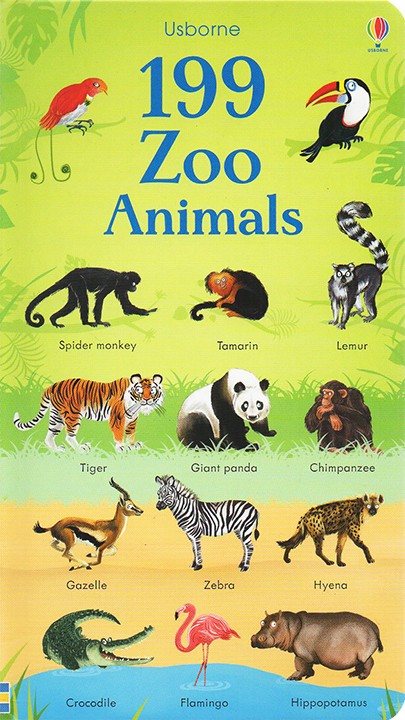 英文原版 usborne 199 zoo animals 199种动物园动物 名字单词学习书