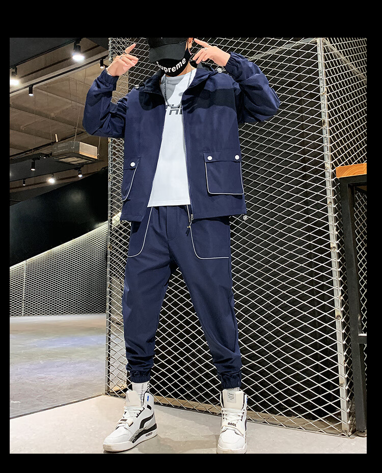 卡帝乐鳄鱼男生穿搭套装痞帅男装一套2021新款初秋炸街套装男生衣服