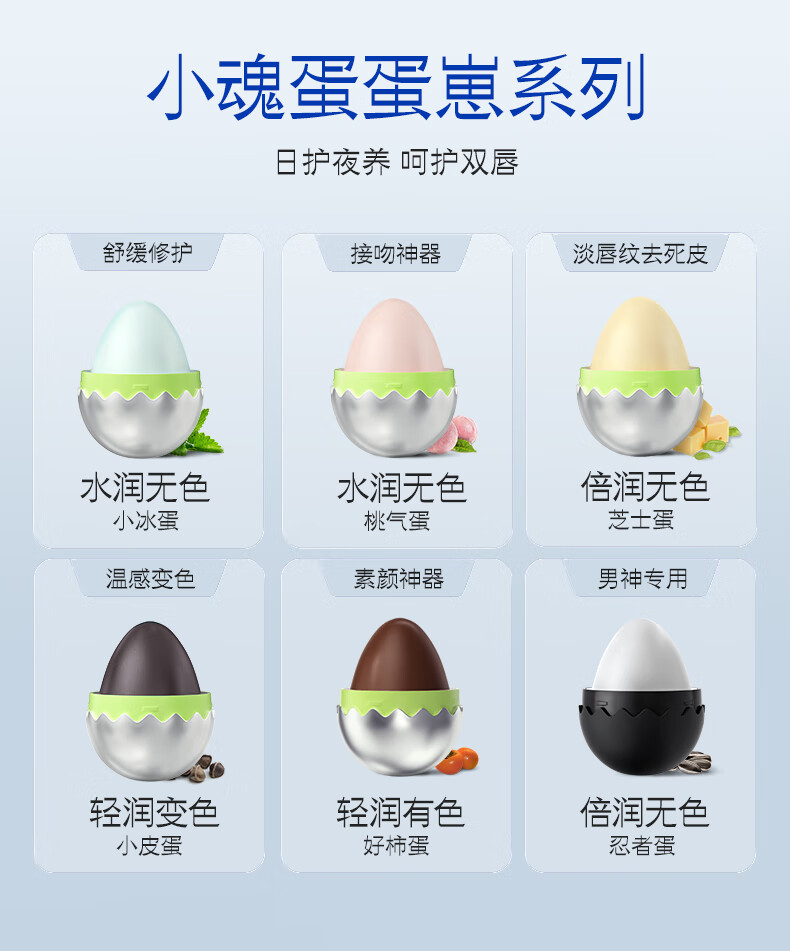 问题灵魂（QUESTION SOUL）小魂蛋轻盈润唇膏补水保湿滋润防干裂 软化死皮 淡化唇纹日夜修护 桃气蛋5g