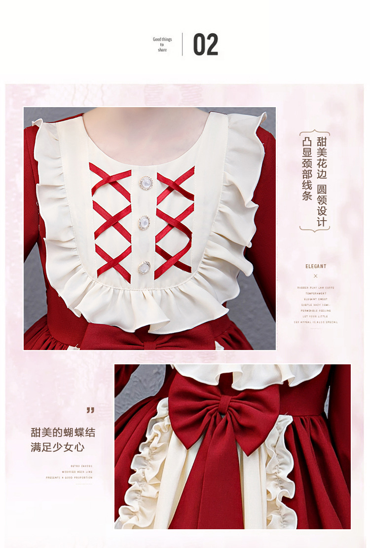 凯得丽斯童装女童洛丽塔裙子春新疆棉夏款lolita公主裙节日礼服女生