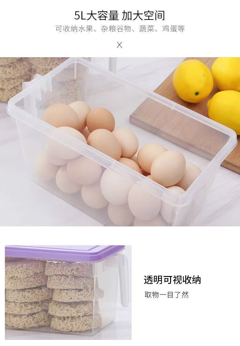 话语冰箱收纳盒蔬菜水果鸡美妆工具冷冻透明保鲜盒塑料密封储物盒 【两个】颜色随机