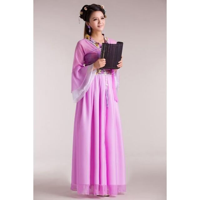 新品七仙女古装演出服网红同款仙清新淡雅女装汉服长裙襦裙舞蹈 红色