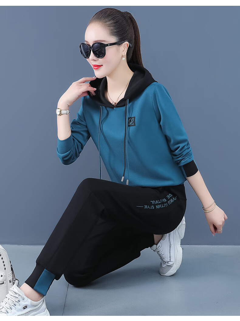 2021年女士运动套装,2021年女士休闲运动服 buty轻奢2021女士卫衣2021年新款春季时尚洋气连帽女装外套休闲运动