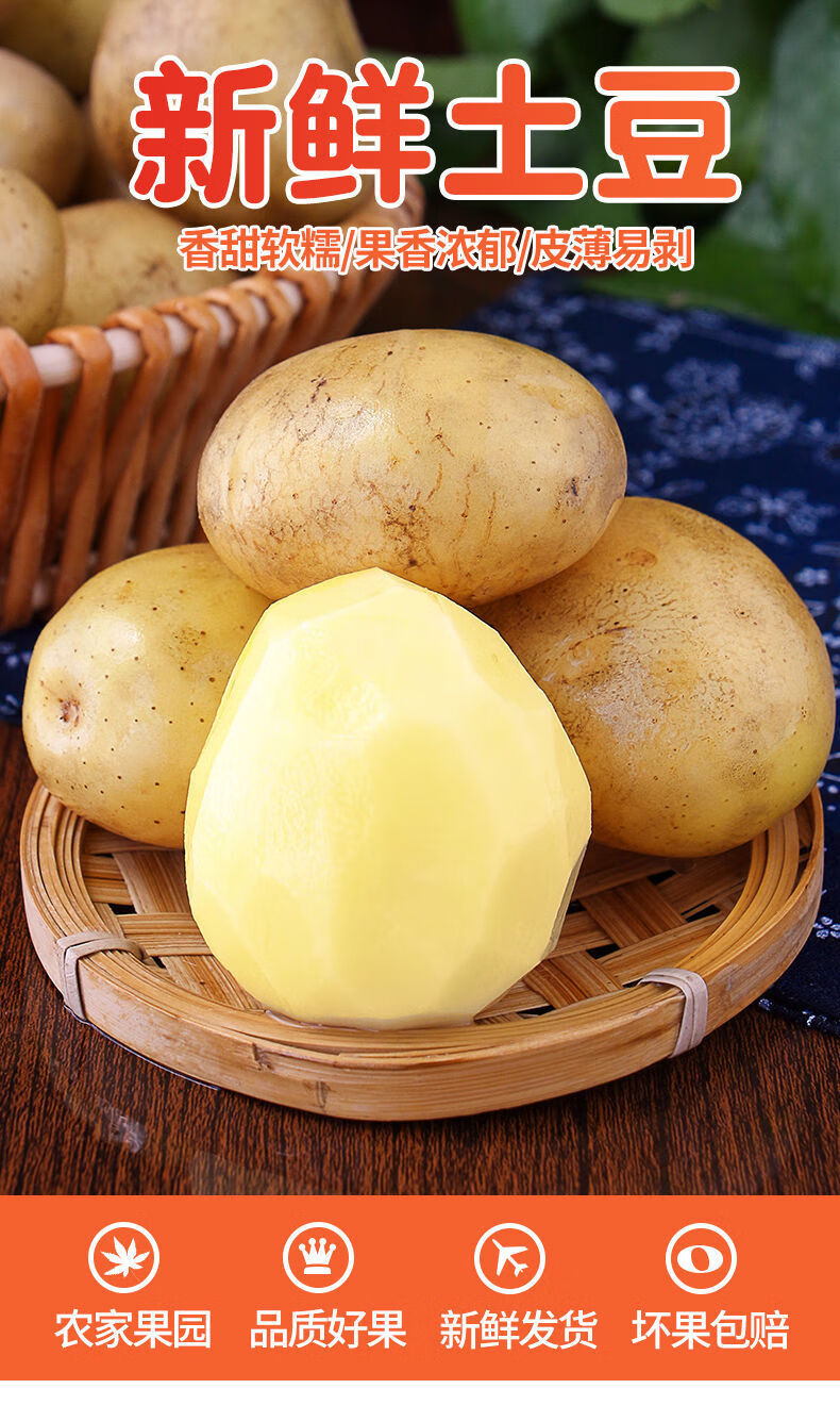 春光岛新鲜土豆批发5斤现挖现发精品黄皮黄心大土豆洋芋马铃薯土豆